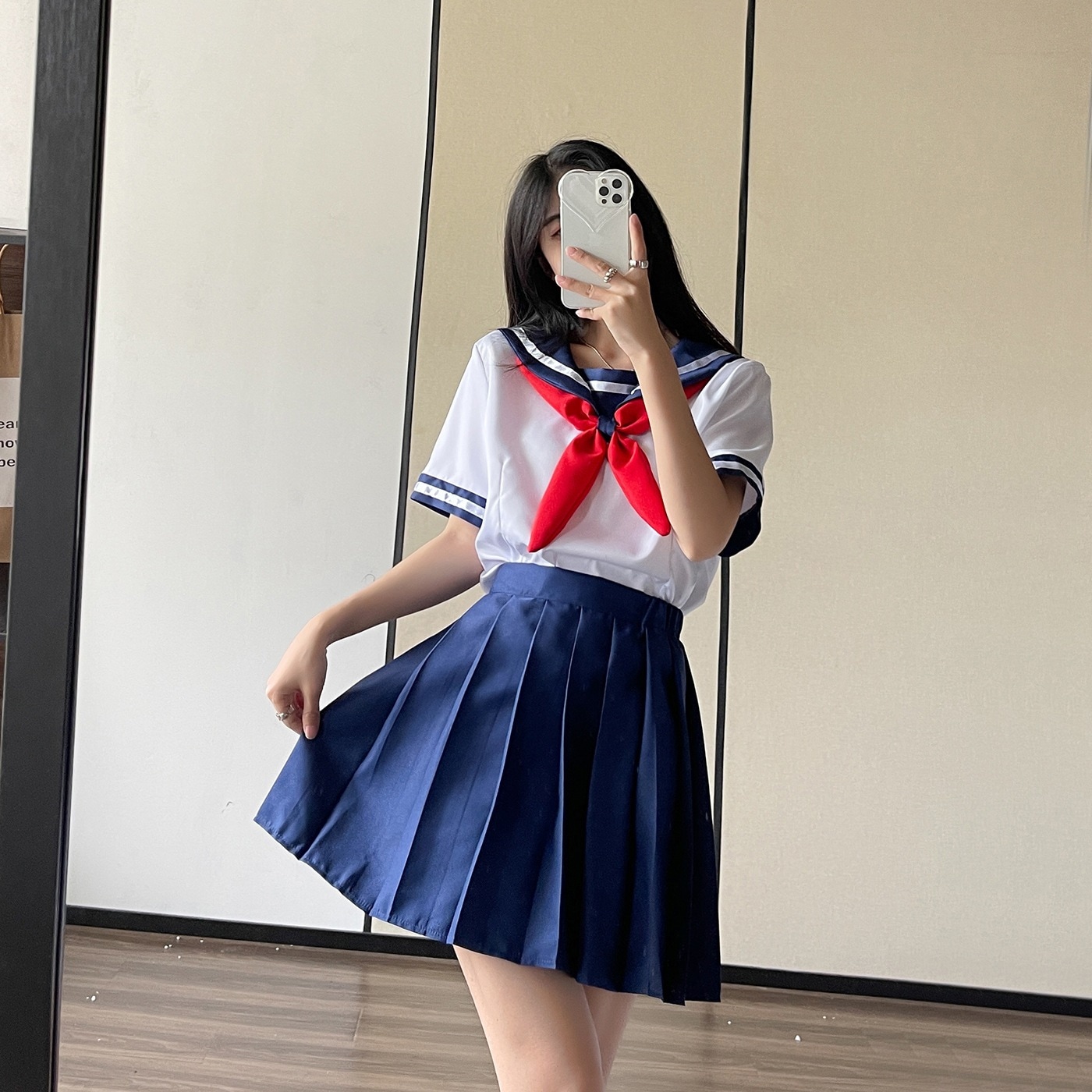 正統jk制服スカート秋冬日韓セーラー服正規学院