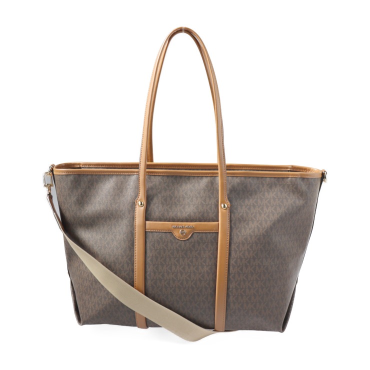 新古未使用展示品 Michael Kors マイケルコース BECK ベック トートバッグ 30T0GKNT3B PVC レザー ブラウン系 ゴールド金具 2WAY【本物保証】