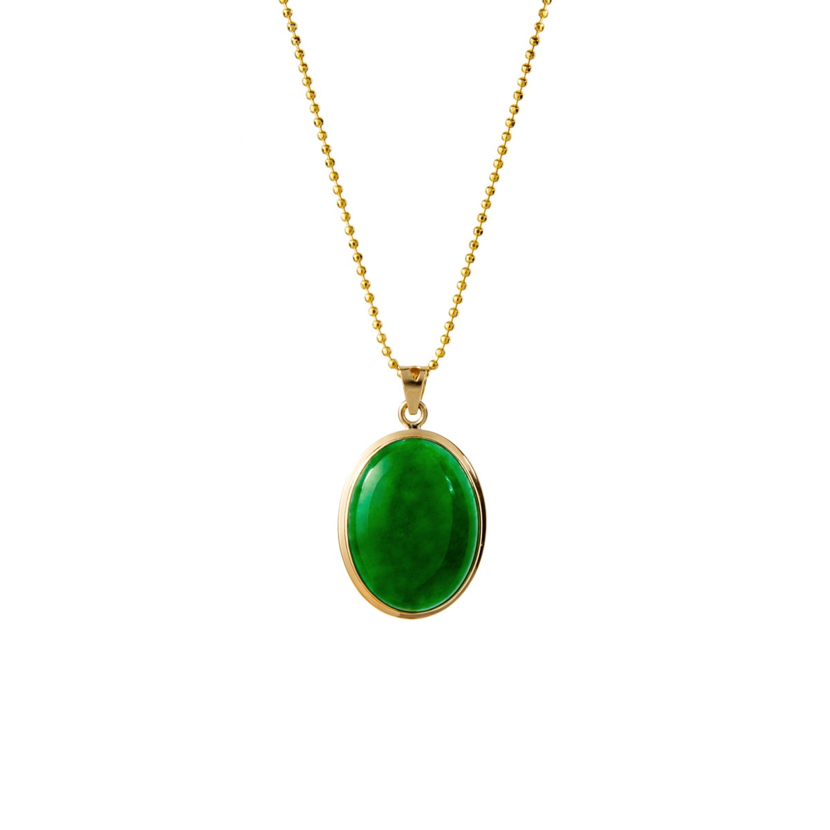 MB Jewelry Korean Traditional Gold and Green Quartz Oval-Curve Pendant
