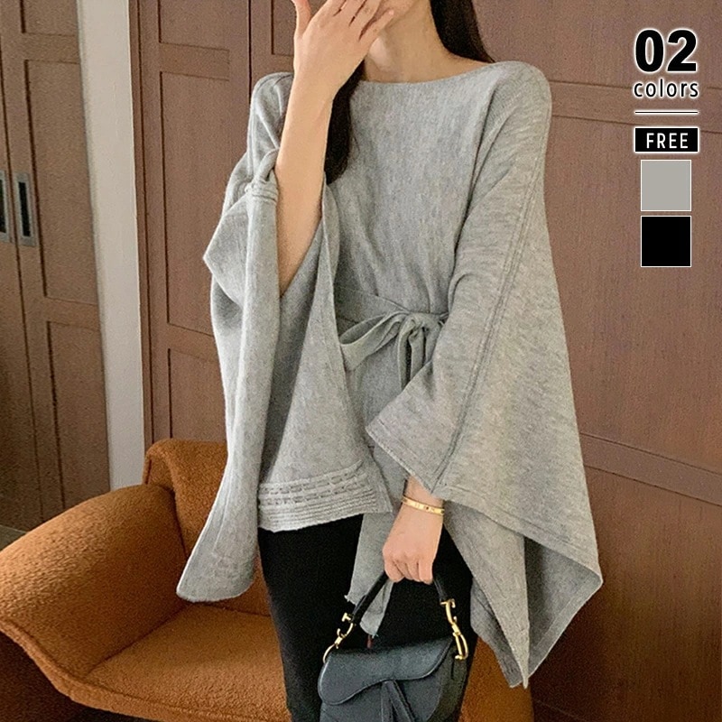 【2026年大人気】ケープポンチョ ニット レディース ニットポンチョ ケープ ポンチョ ニットケープ トップス おしゃれ ゆったり 体型カバー ボートネック レイヤード 羽織 プルオーバー ケープニ