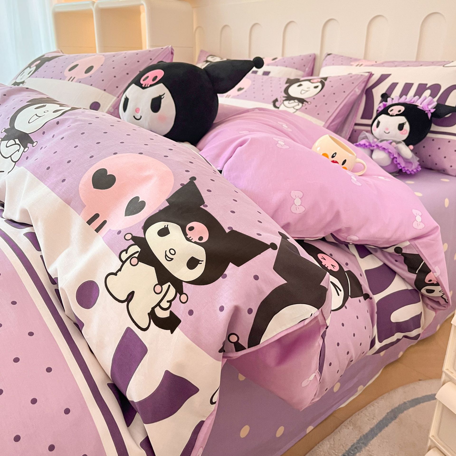 ハローキティ クロミ綿 4点セット 純綿 メロディー ベッドシーツ 掛け布団カバー 漫画風 3点セット