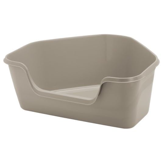 【OFT】 HY Fit 猫トイレ 大型 本体 飛び散り防止 ハイキャット 大きい 一体成形 入口低め（グレー）お部屋のコーナーにピッタリな形状