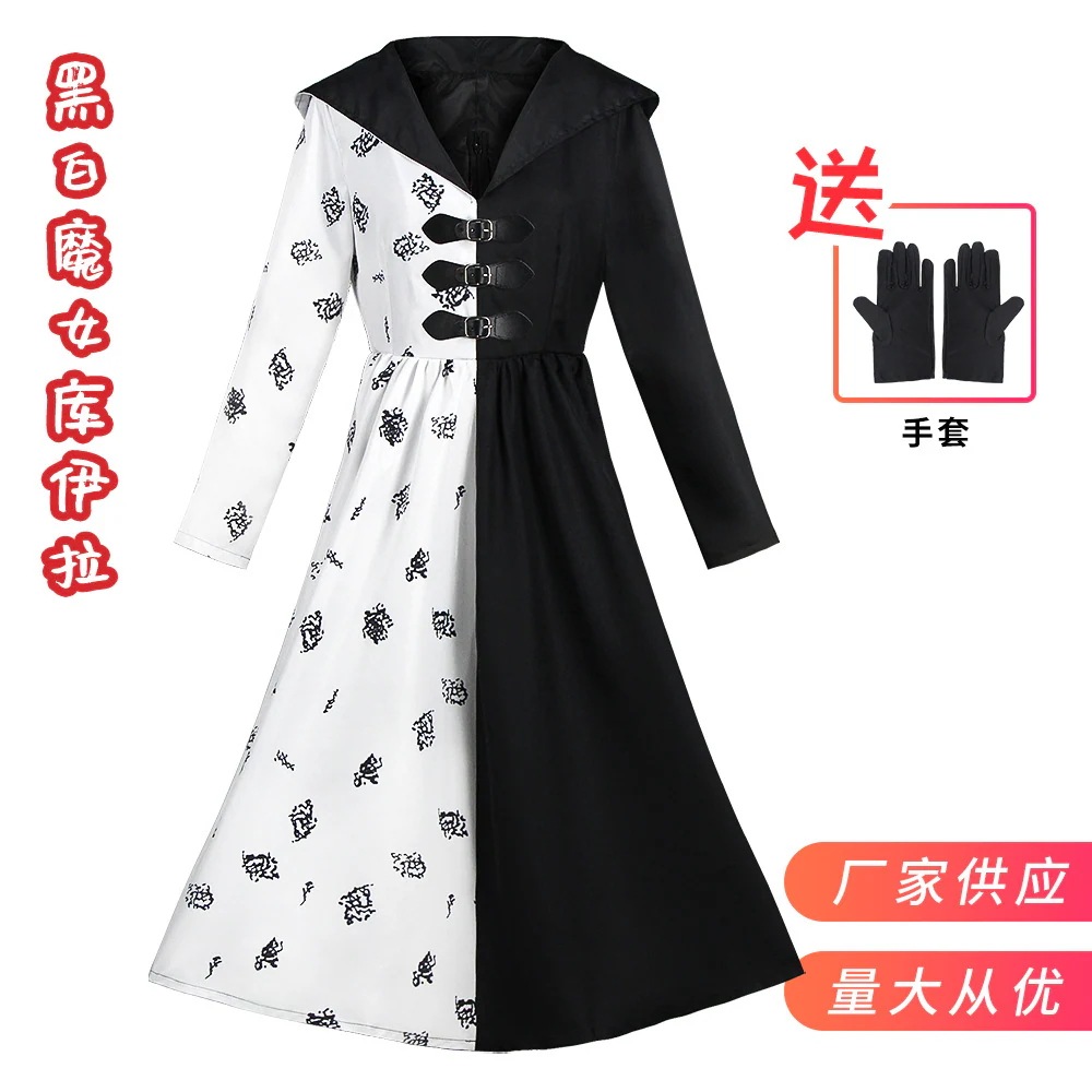 【最安値挑戦】映画101忠犬白黒魔女クイラ・デビルコスプレワンピース舞台演技服