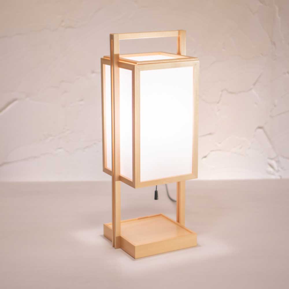 和風スタンドライト　行灯　仁 jin　高さ46cm　天然木と強化和紙の照明器具　LED電球対応