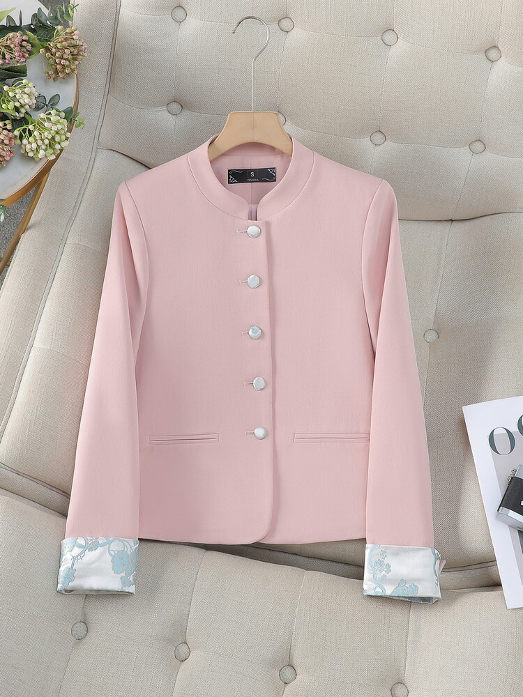 カジュアル ジャケット レディース ショート ブラック 刺繍 中華風 秋新作