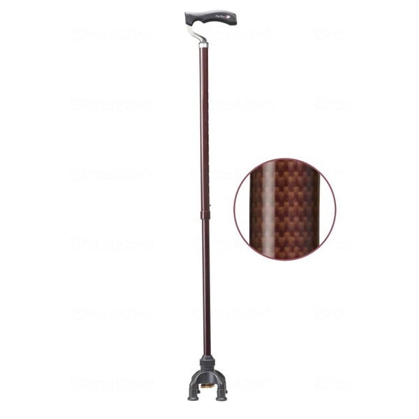 ユーバ産業 四点前後可動固定式 2ウェイステッキ ブラウン TW-0128 非課税 メーカー直送