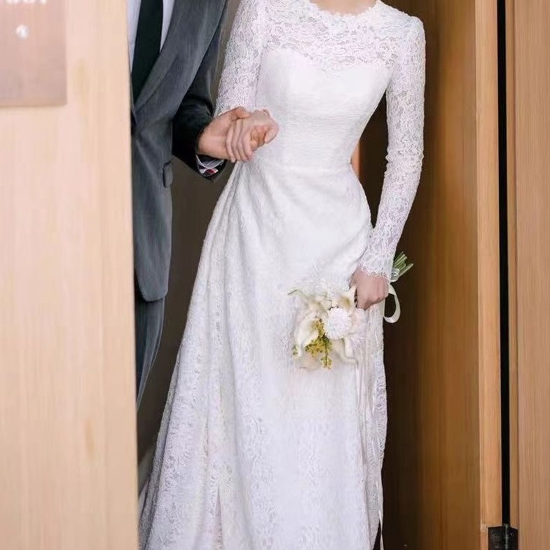 ドレス ワンピース ウェディング パーティー 結婚式 二次会 披露宴 演奏会 発表会 ステージ キャバ ダンス 衣装 謝恩会 演劇 ラウンジ クラブ ロング 長袖 クルーネック プリンセスライン