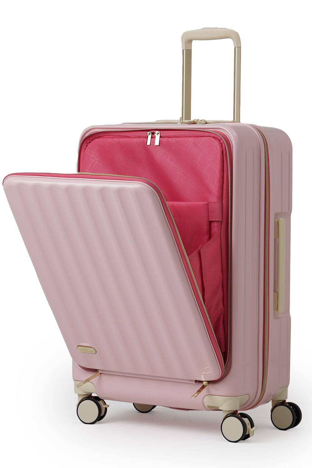 [F FANCY WONDERLAND EST.2011] スーツケース 機内持ち込み フロントオープン 軽量 キャリーケース sサイズ 前開き キャリーバッグ 小型 1泊 2泊3日 可愛い ピンク
