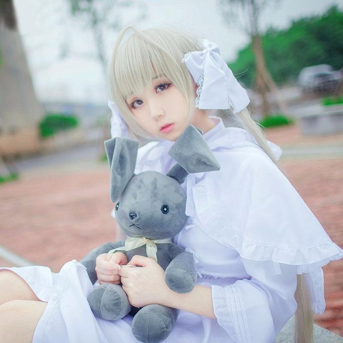 【今だけ！爆売れ商品！】ヨスガノソラ 春日野穹 ロリター お洋服 コスプレ衣装 ネコ耳マント 可愛い ウサギ ぬいぐるみ cosplay コスプレ コスチューム ホワイト ワンピース イベント