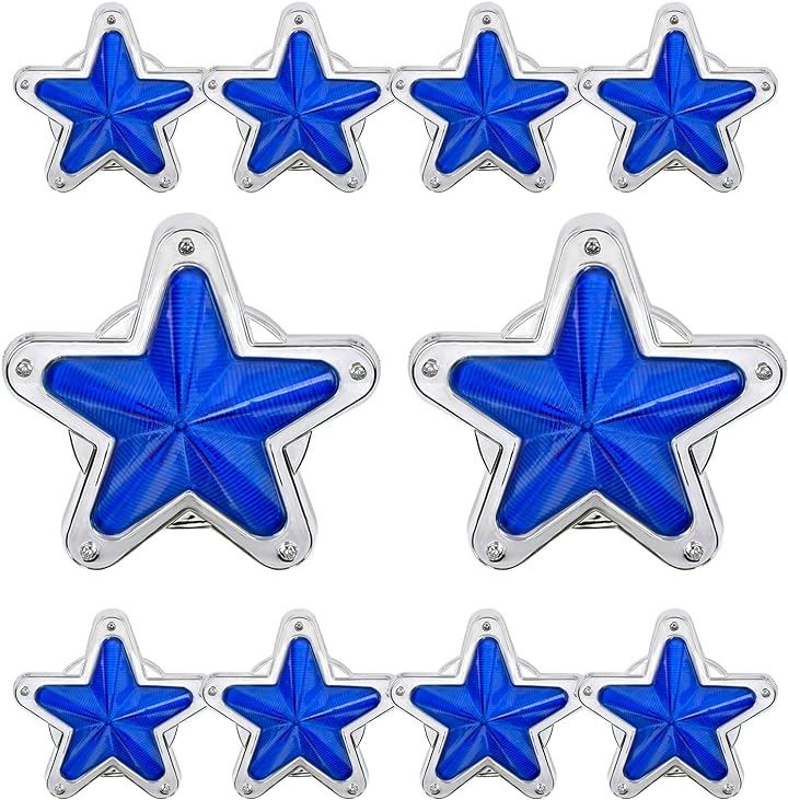 LED サイドマーカー 星型 12V 24V ランプ トラック デコトラ 軽トラ レトロ 旧車 10個 青 ブルー(ブルー 10個)