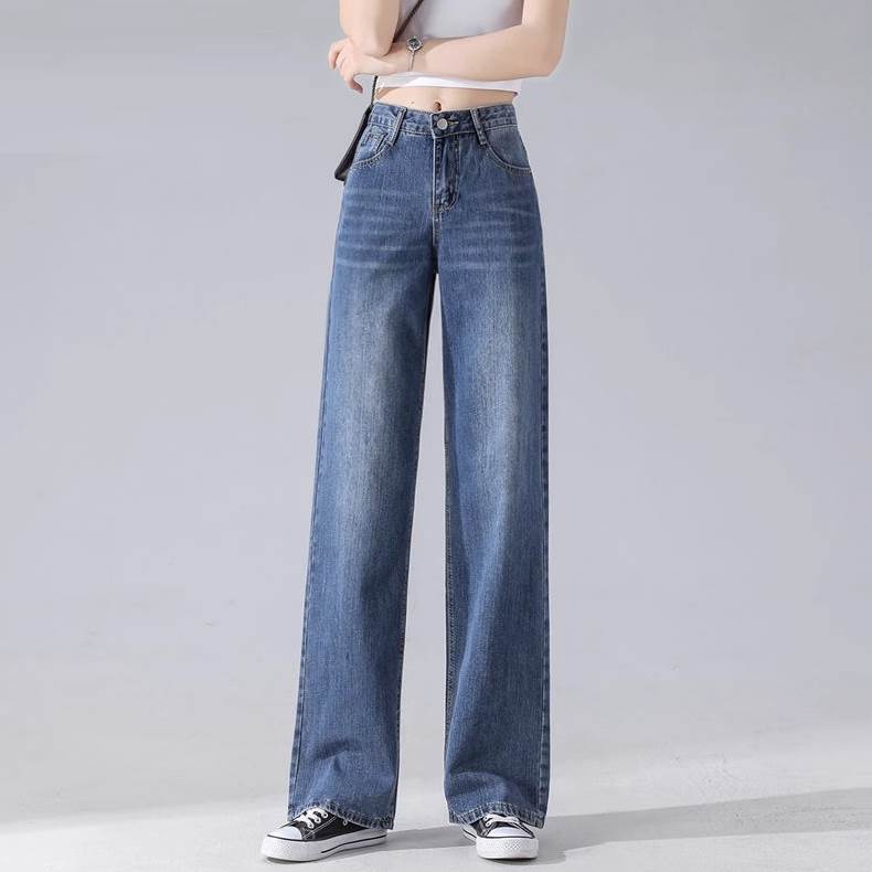 ボトムス パンツ Gパン ジーンズ ズボン ワイドパンツ ワイド ストレート ファスナー ポケット デニム ブルーデニム ハイウエスト シンプル カジュアル かっこいい ラフ ボーイッシュ 無地 春ロングパンツ