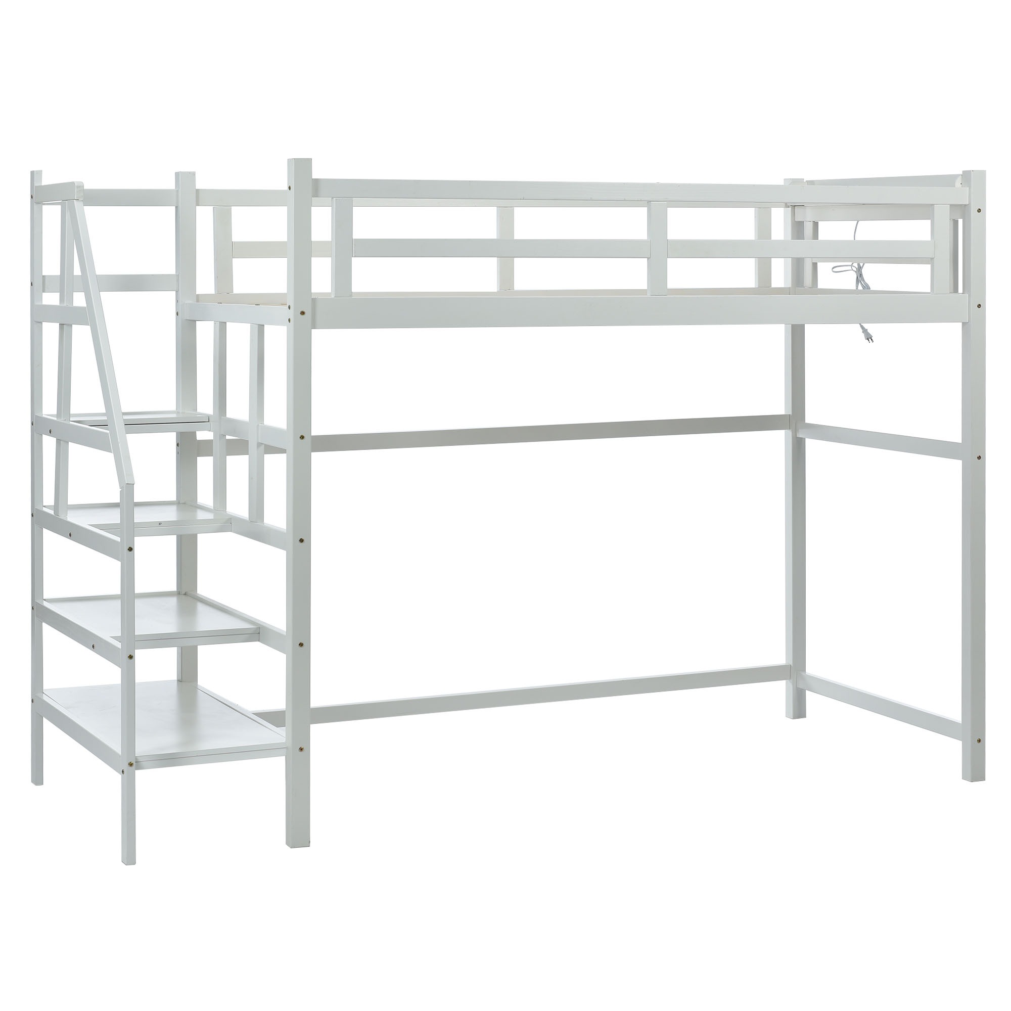 【現地発送.送.料.無.料！】ロフトベッド 階段付き 天然木 コンセント付き シングル 宮付き 収納棚付き 収納 北欧風 大人 一人暮らし 子供ベッド ベッド 木製ロフトベッド 高さ172cm