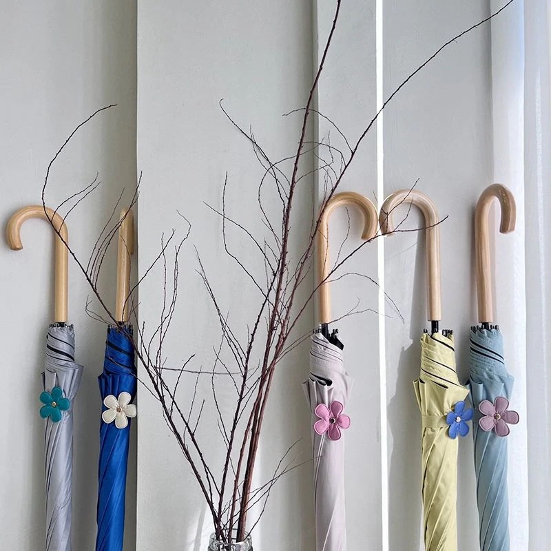 傘 レディース 優しい色合い 小花丸太 長柄傘 晴雨兼用 耐風ストレートポール 紫外線対策日傘