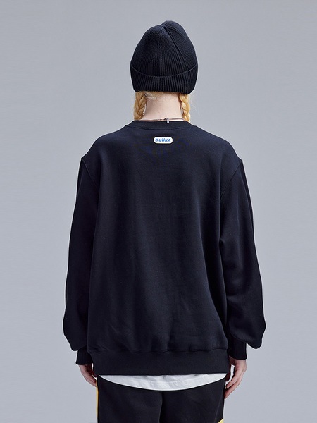 トレンディなブランド 黒のカップル ルーズ ラウンドネック スウェットシャツ 7,954円