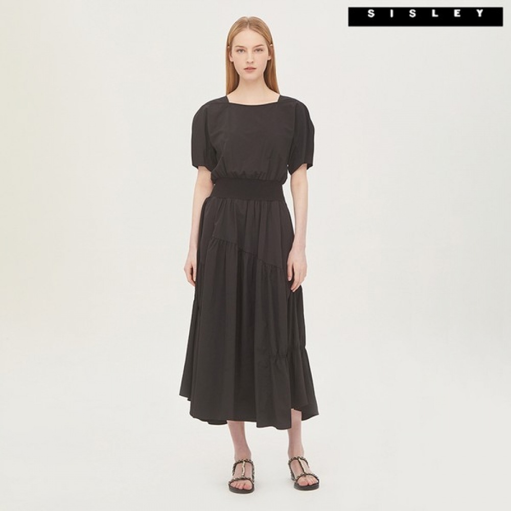 (シスレー) シスレーニットパッチシャーリングロングワンピース SAOPC9431_BK