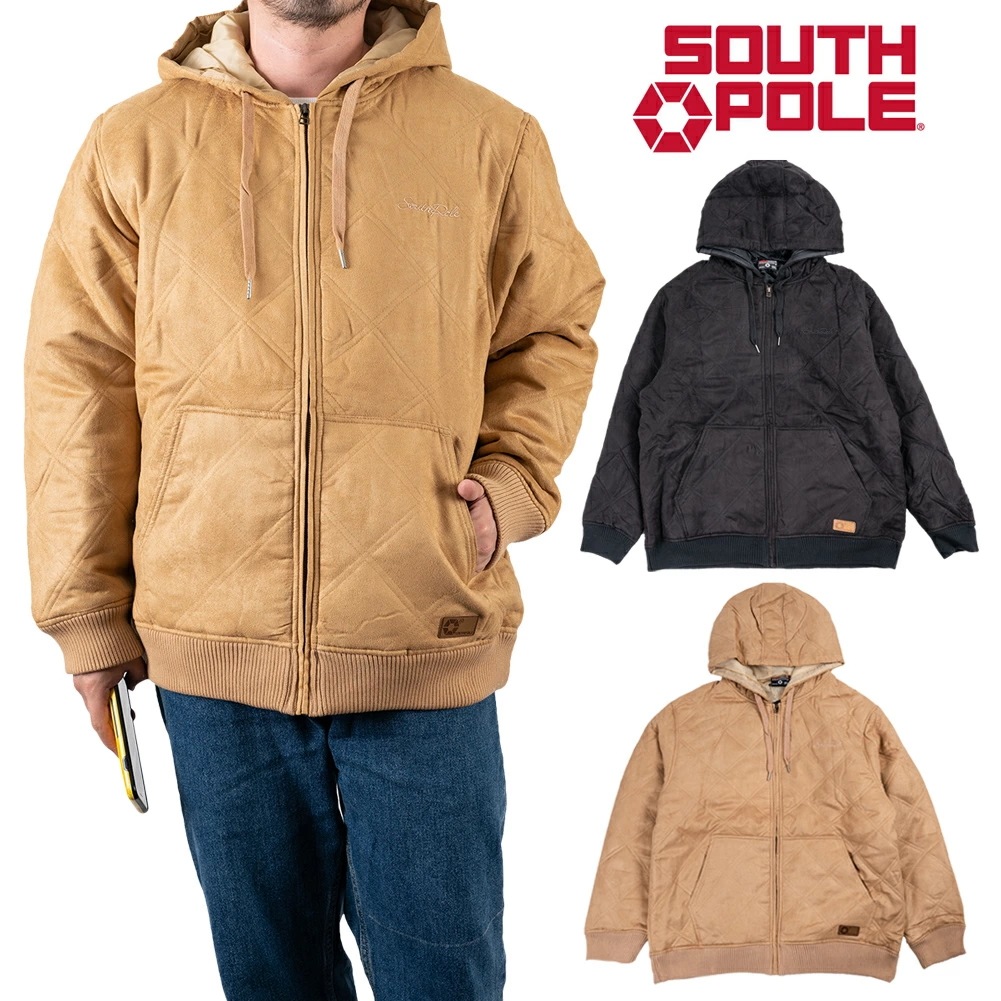 SOUTHPOLE スウェード 中綿ジャケット メンズ ポリエステル 黒 ベージュ L-3XL 大きいサイズ ストリート HIPHOP 正規品