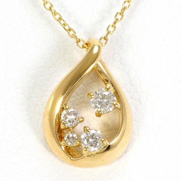 K18 18金 YG イエローゴールド ネックレス ダイヤ 約40cm ジュエリー 中古