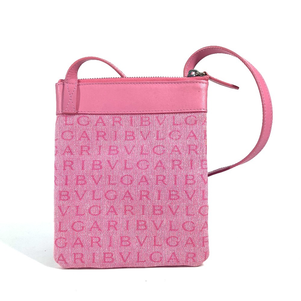 ショルダーバッグ ロゴマニア 斜め掛け カバン ポシェット キャンバス/レザー ピンク