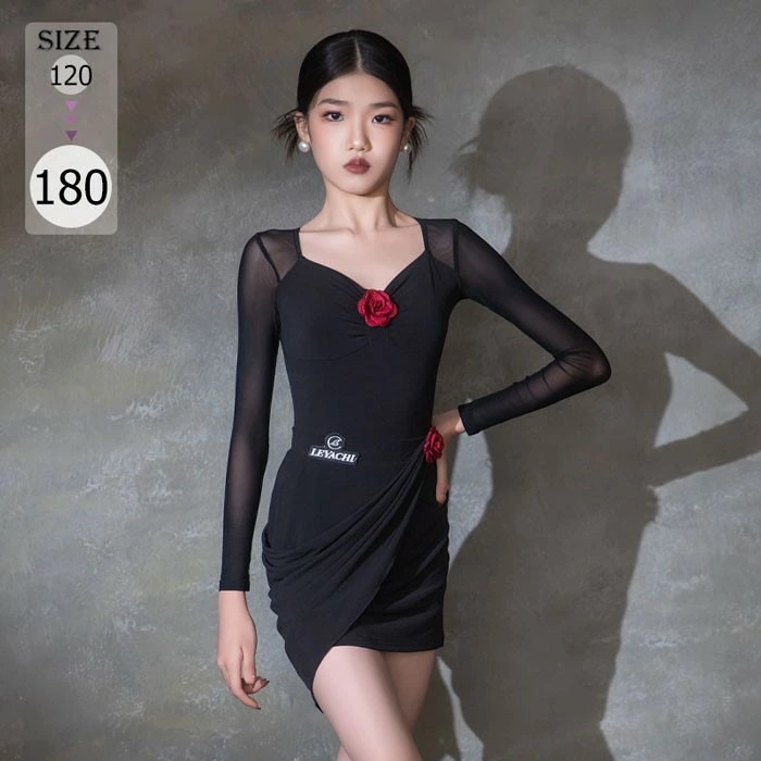 限定モデルラテン ダンス 衣装 キッズ用 セットアップ レオタード スカート社交ダンスドレス ジュニア用 社交ダンス 練習用セット 演出服 競技着 発表会 衣装 ダンスパフォーマンス 大きいサイズ ブ