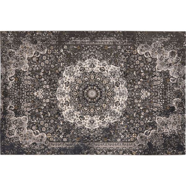 カーペット/ラグマット 約200x250cm 83/DGY（ダークグレー） 防炎 ホットカーペット対応 トルコ製 『リタ』 プレーベル