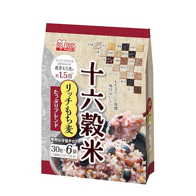 他サイト： アイリスオーヤマ 雑穀米 十六穀米 個包装 分包タイプ リッチもち麦たっぷりブレンド 180g(30g×6袋)の商品画像