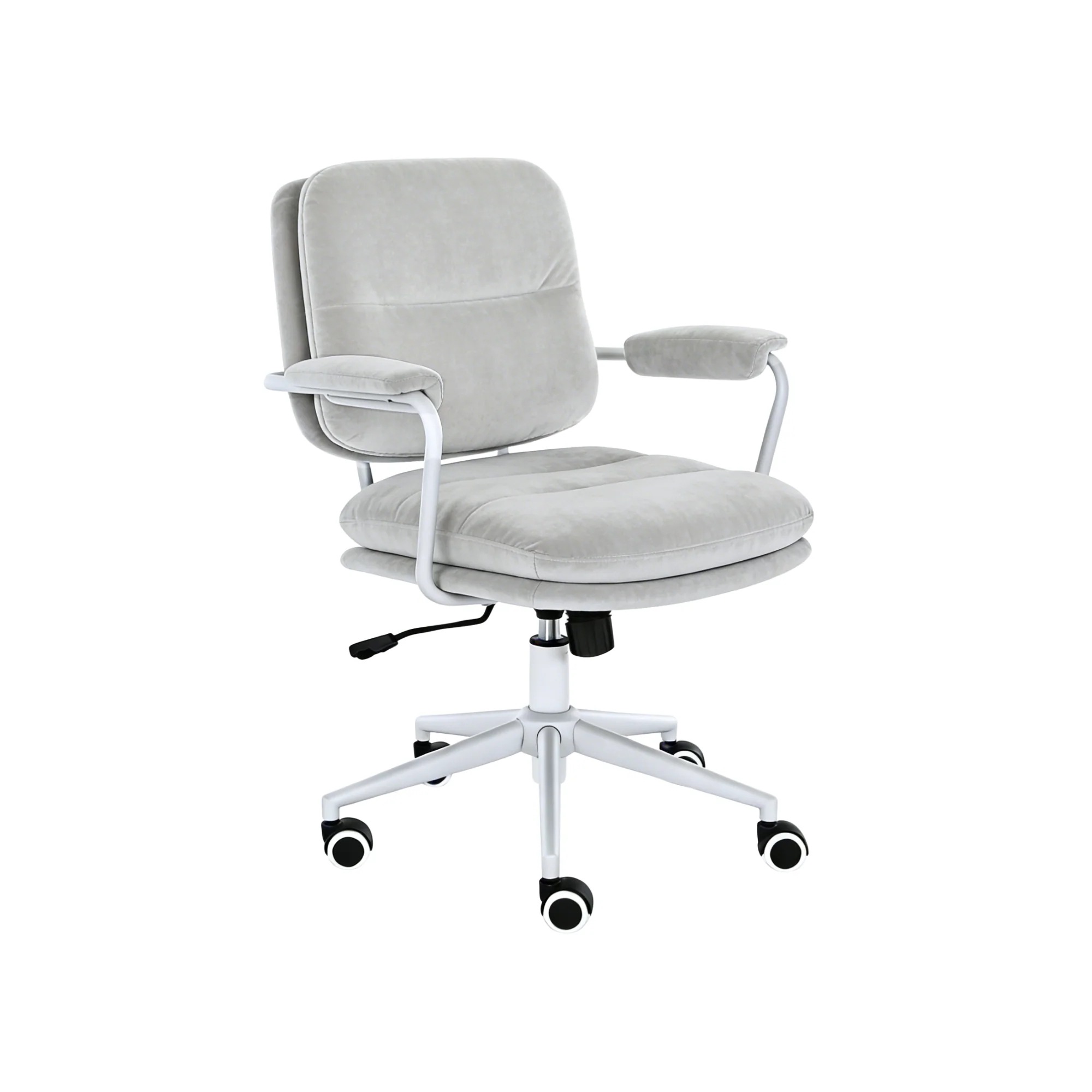 【安心保証付き357】　 ベロアグレーデスクチェア 在宅ワーク オフィスチェア おしゃれ 3Dソフトパッド　極上の座り心地　360回転 椅子 肘付 チェア 学習 かわいい シンプル 疲れにくい 北欧