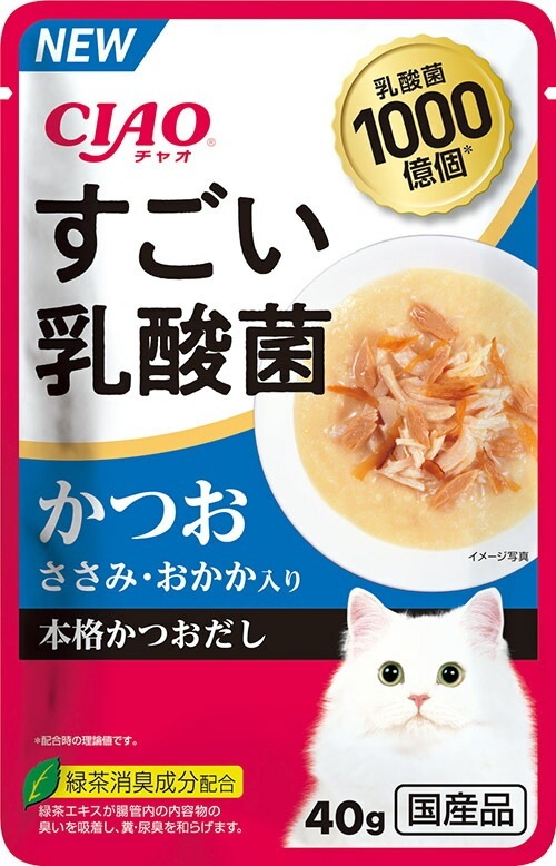 （まとめ買い）CIAO すごい乳酸菌パウチ かつお ささみ/おかか入り 40g 猫用フード [x48]