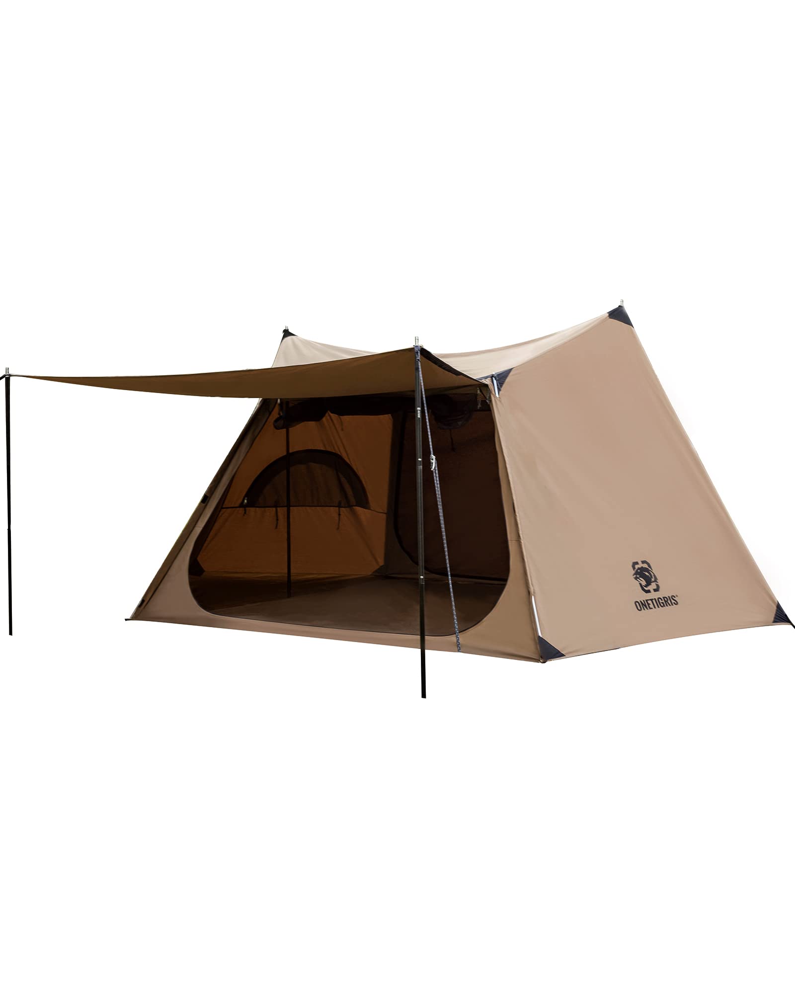 OneTigris SOLO HOMESTEAD TCテント パップテント 軍幕 ポリコットン素材 通気 設営簡単 耐久 ソロテントポール付き グランドシート付き キャンプ 焚き火 ツーリング 1-2