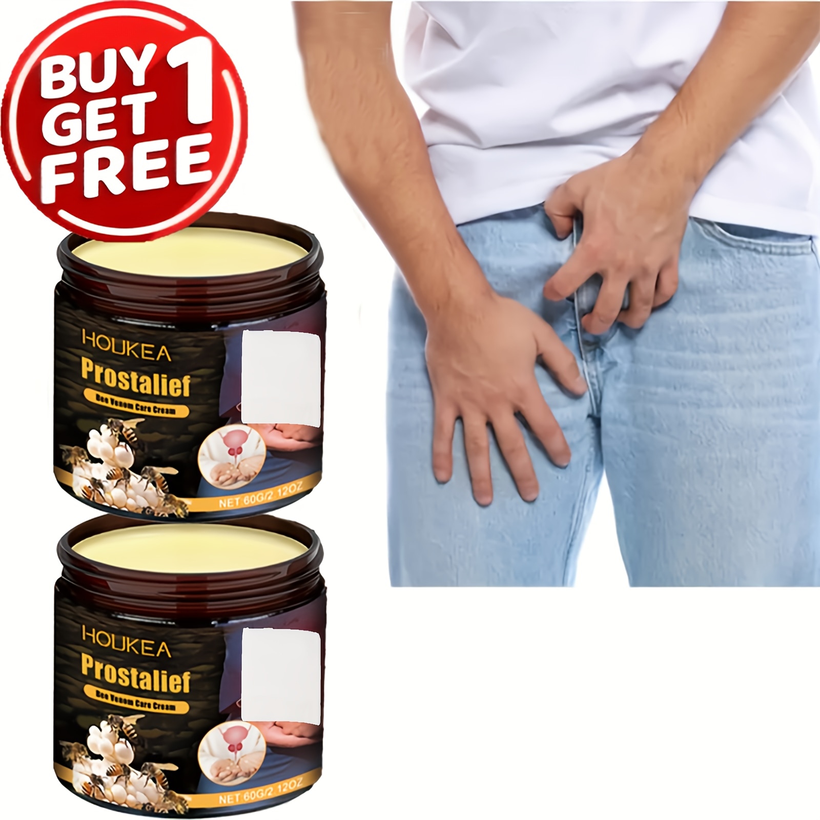 HOUKEA ビーベノム メンズ モイスチャーケアクリーム 保湿 栄養補給 低刺激性 60g/2.12oz×2点 全タイプ対応 ライトベージュ