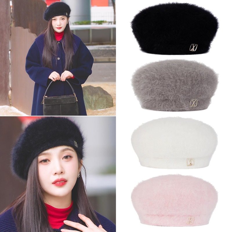 レッドベルベット ジョイ着用 VAスクエアスタッドアンゴラベレー帽