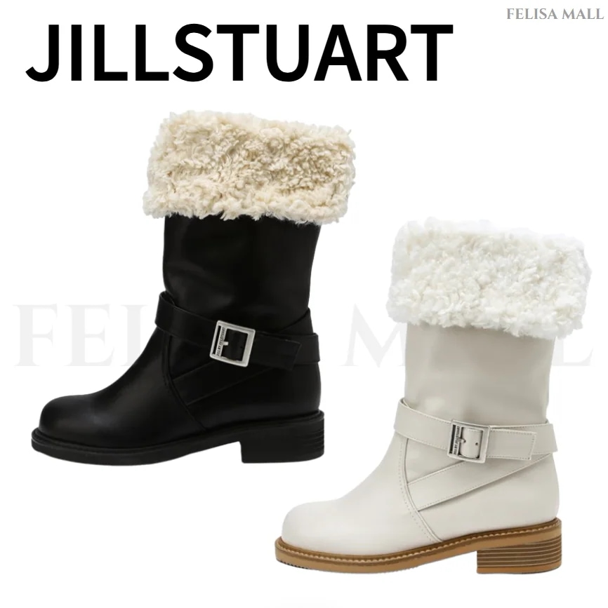 [JILLSTUART] ロゴ バックルブーツ 韓国人気ブランド 冬用モコモコブーツ