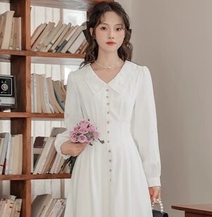 ワンピース ワンピドレス ミディアム丈 長袖 襟付き かわいい 大人可愛い きれいめ カジュアル 大人 上品 おしゃれ お洒落 かっこいい 大人女子 ラブリー キュート ガーリー 個性的 クール