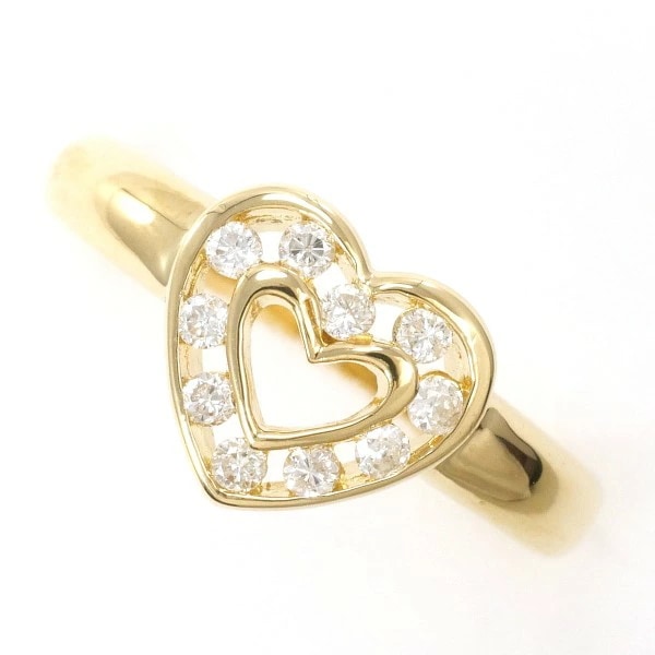 K18 18金 YG イエローゴールド リング 指輪 7.5号 ダイヤ 0.14 ジュエリー 中古