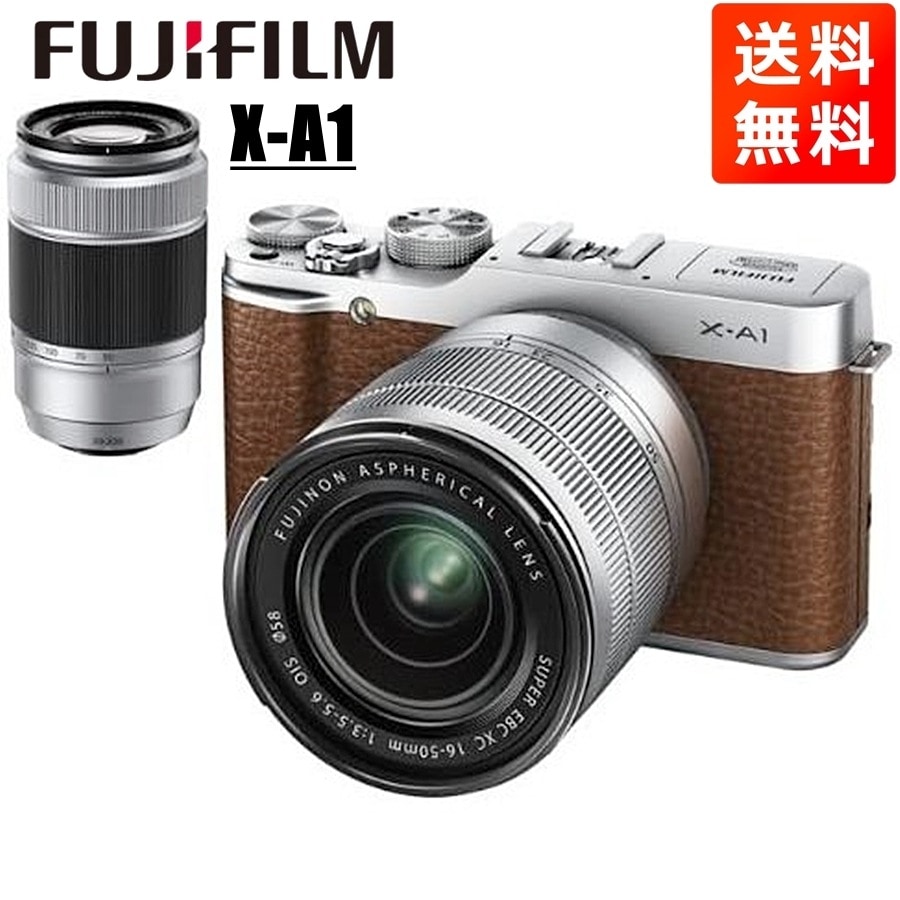 富士フイルムX-A1 16-50mm 50-230mm ダブルズームレンズキット ブラウン ミラーレス一眼 カメラ 中古