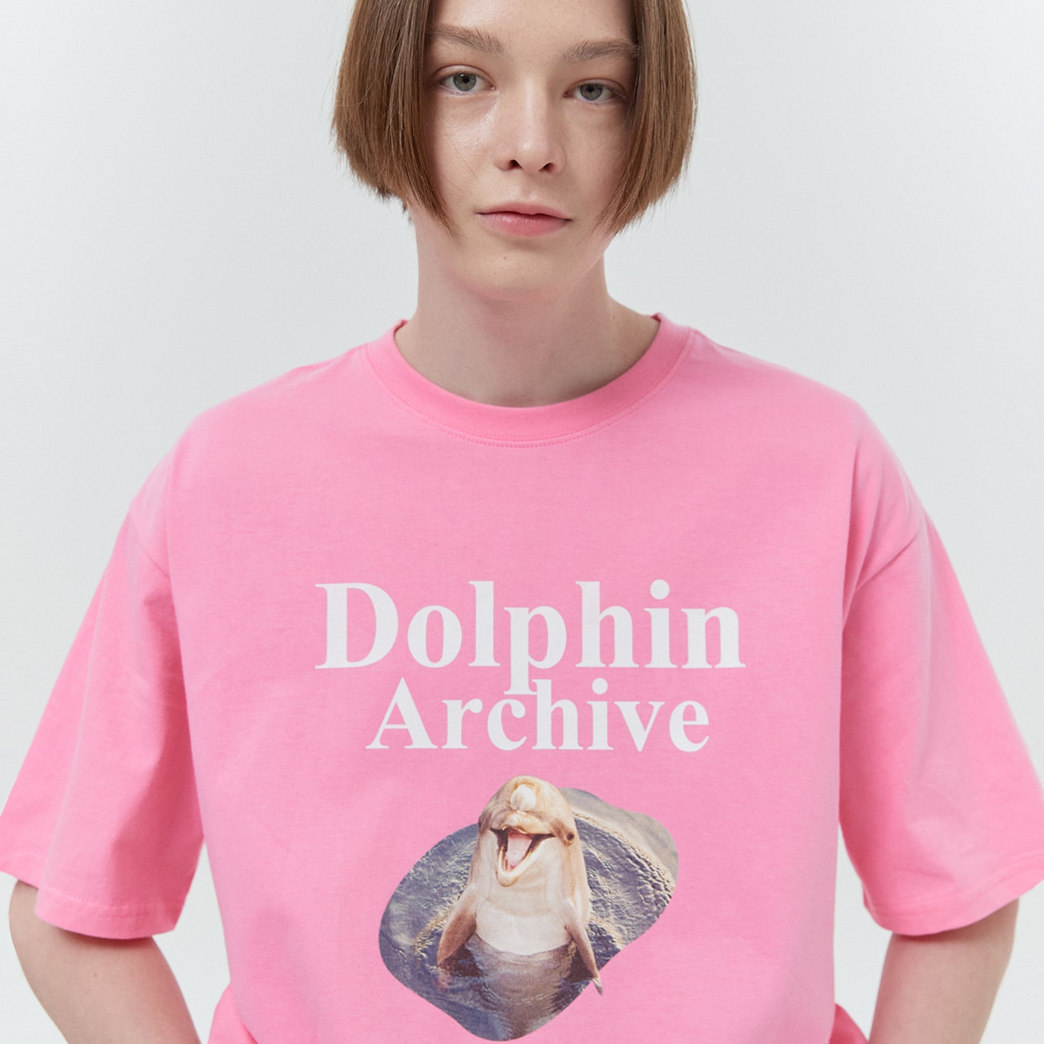 Dolphin archive half sleeve tshirt PINK overfit
