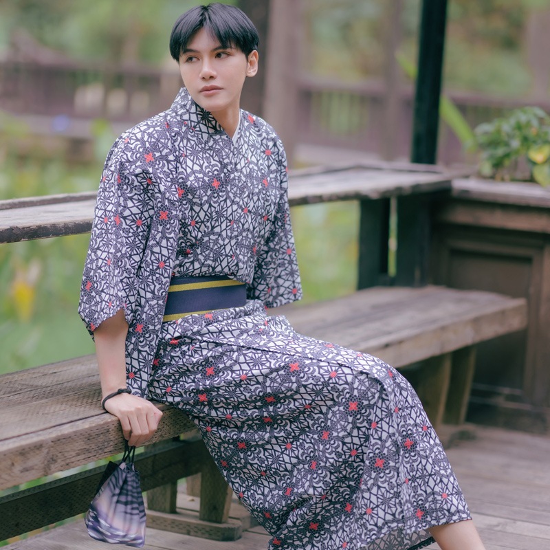 和服男性伝統武士紳士服正装和服しわになりにくい素材四季折々格子