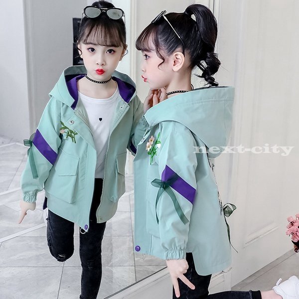 日本未入荷 トレンチコート キッズ 女の子 ファッション 子供服 春秋 コート フード付き ロングコート アウター ジャケット