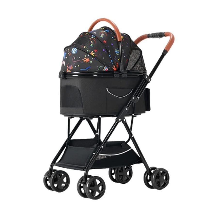 ペットカート ドッグカート 犬猫バギー ペットストローラー バギーベビーカー 軽量折りたたみ式ペットストローラー 4輪トラベル用品 組み立て簡単 耐荷重15Kg