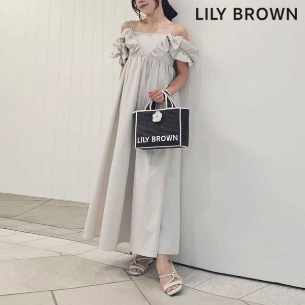 【即納】 リリーブラウン LILY BROWN ワンピース 25秋冬 エンジェルスリーブボリュームワンピース ロング丈 ノースリーブ オフショル 2way lwfo254181