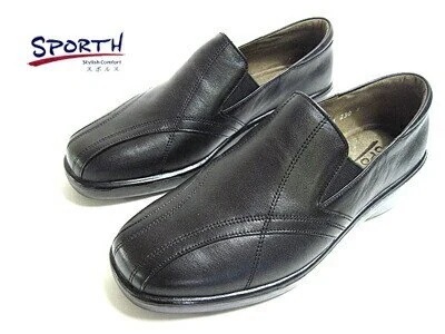 スポルス SPORTH　ゆったり幅広　ワイズ４Ｅ　スリップオンシューズ　ブラック　レディース