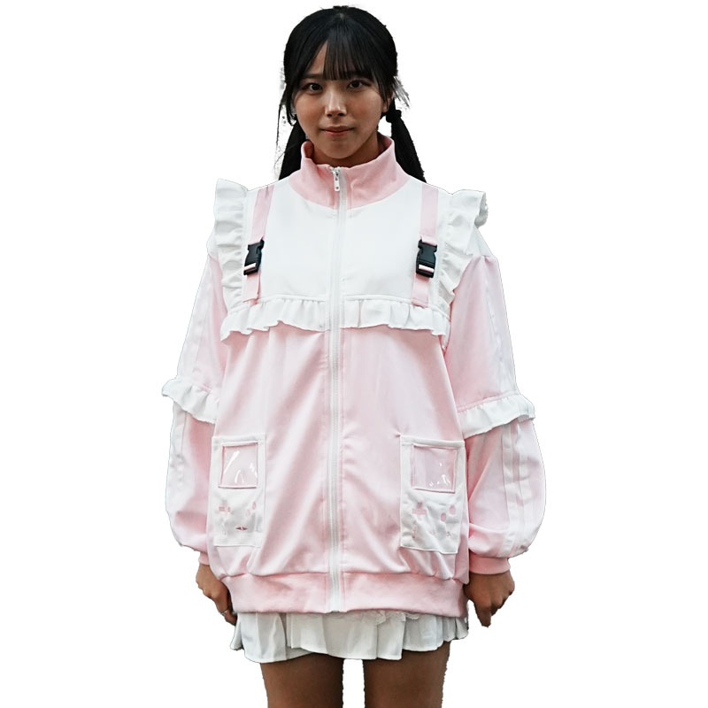 GAME OVER フリルジャケット ピンク ブルゾン ジャージ 長袖 原宿 原宿系 ファッション 天使界隈 天使 jr-467-121-pi