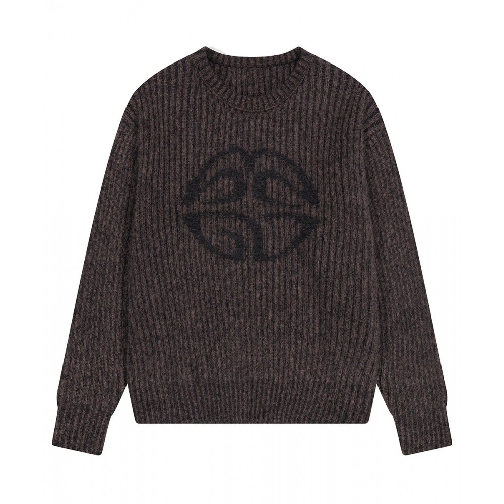 マハグリッドエクリプスロゴリバーシブルニットセーターブラウン (MG2DFMK621A)