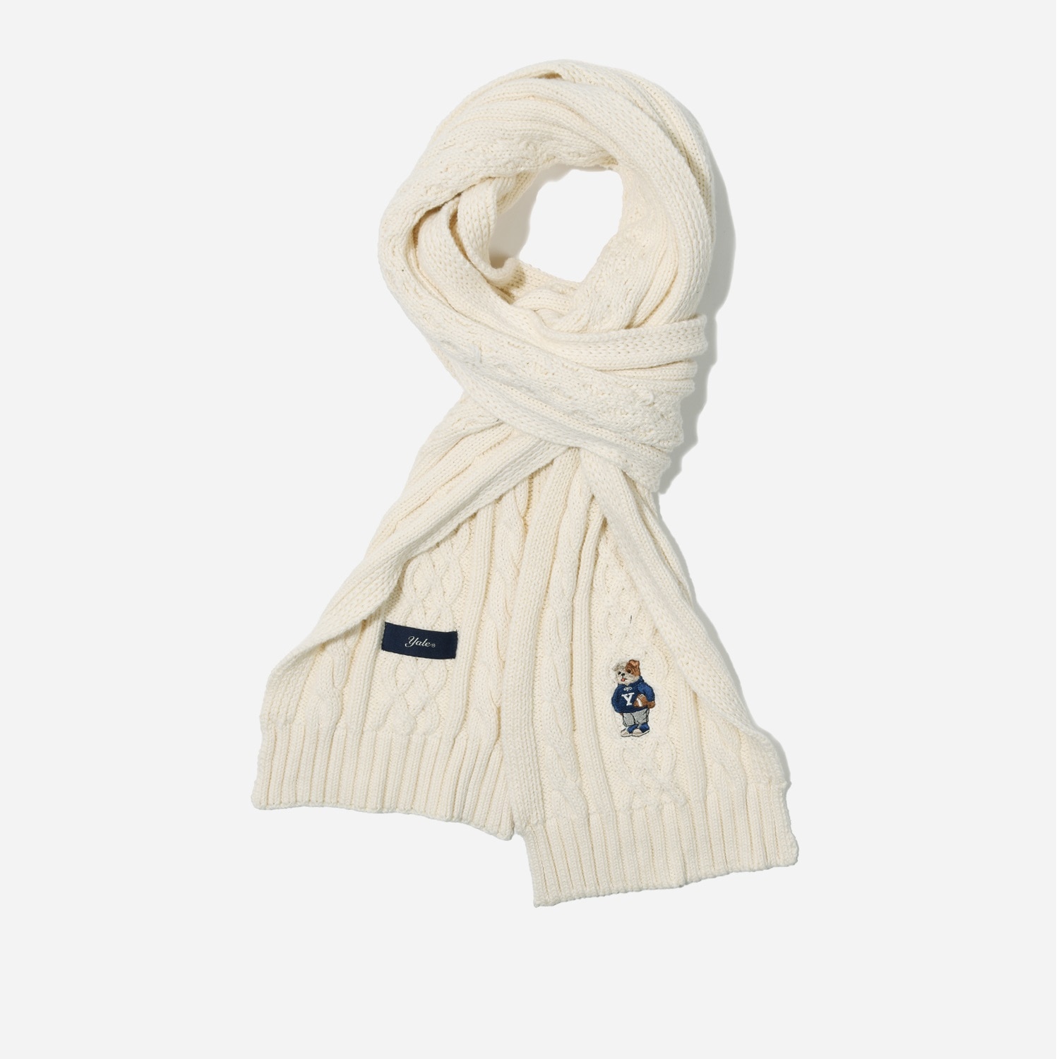 EMBROIDERY DAN CABLE MUFFLER IVORY