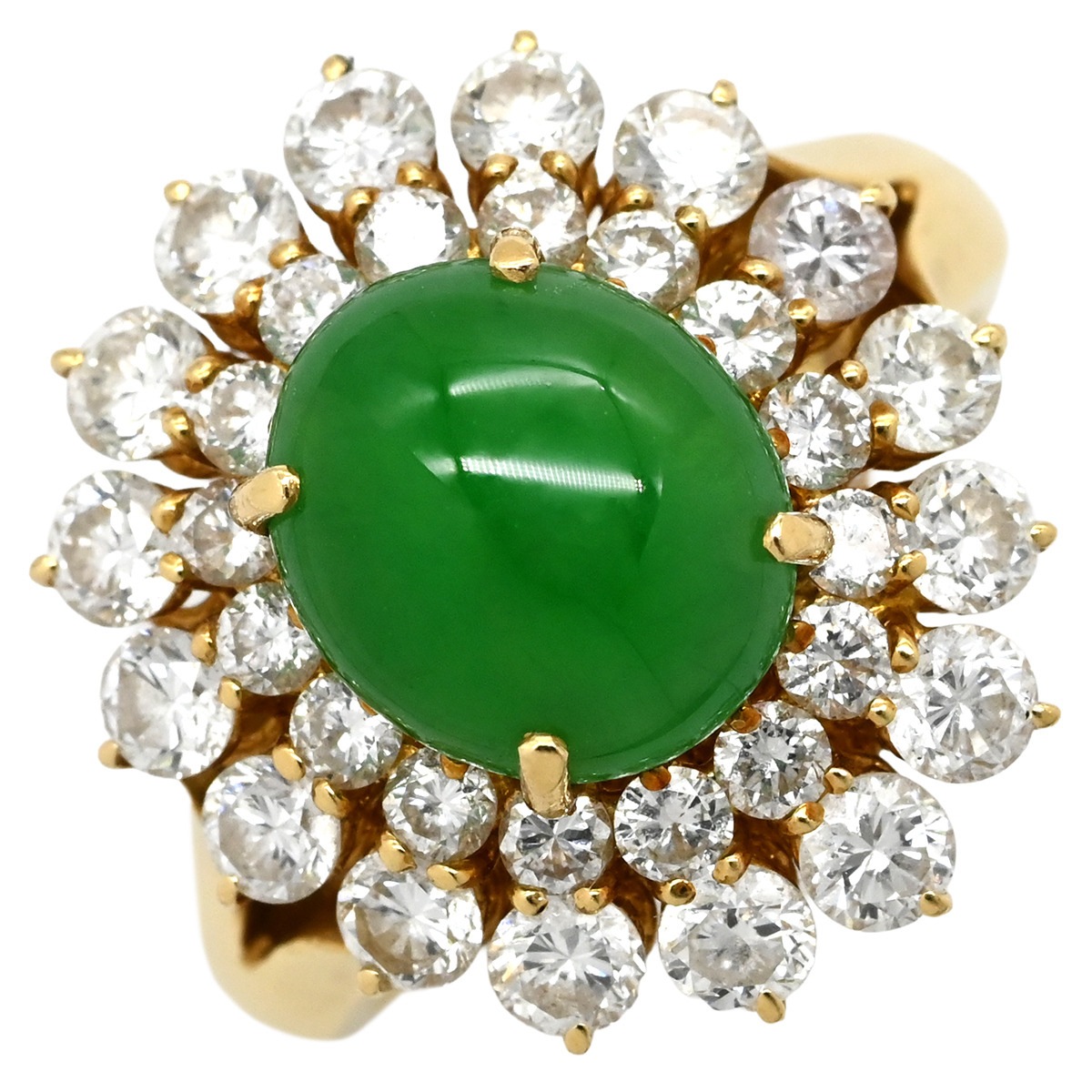 ポンテヴェキオ Ponte Vecchio リング 指輪 翡翠 ダイヤモンド リング K18YG 翡翠 ダイヤモンド イエローゴールド×ジェダイトグリーン ジェダイト 750 YG 9号【中古】