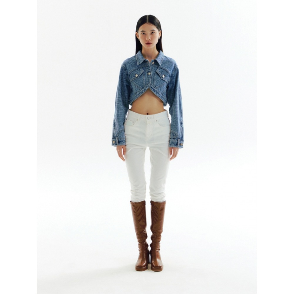 CHOWOO エンカウンターパターンデニムボレロジャケット_CW1A_T10WBL