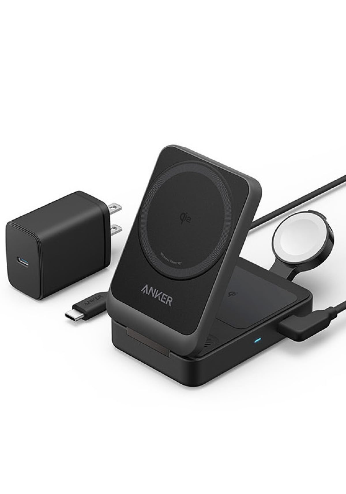 Anker MagGo Wireless Charging Station (Foldable 3-in-1) Qi2対応 マグネット式 3-in-1 ワイヤレス充電ステーション/ワイヤレス出力/Ap