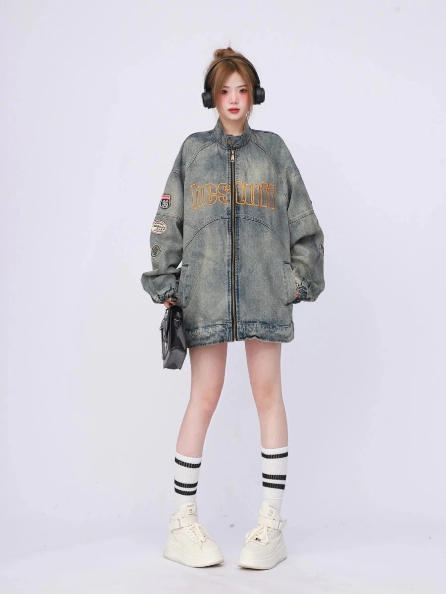 【急速出荷!】24 長袖 ジャケット かわいい 韓国ック スタンドネックショート アウター 羽織りフェイク黑カジュアル シルエットゆったりファッション系サイズ 色っぽ 女っぽきれいめ大人っぽ