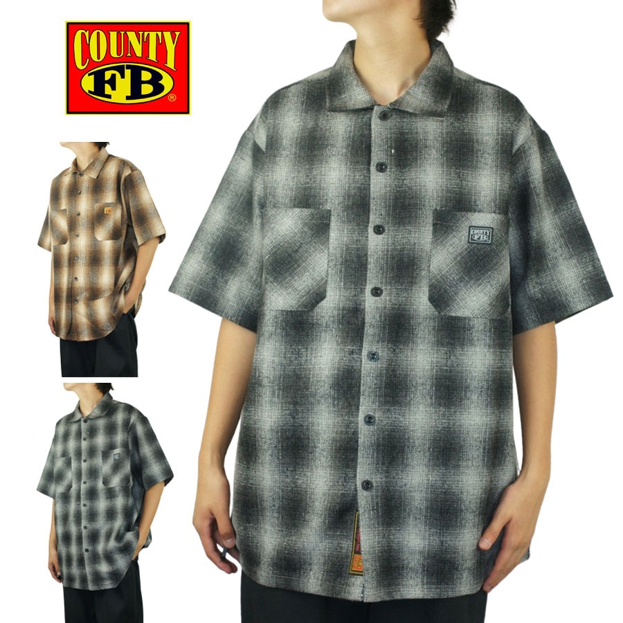 FB COUNTY エフビーカウンティーメンズ シャツSHORT SLEEVE WOOL SHIRTSショートスリーブ ウールシャツBROWN/GREY/TAN