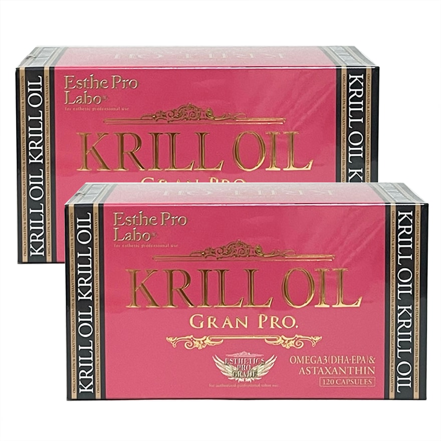 エステプロラボ　クリルオイルグランプロ　120粒入2個　リン脂質40％以上　総オメガ3（DHA/EPA）自然由来アスタキサンチン　南極オキアミ由来クリルオイル