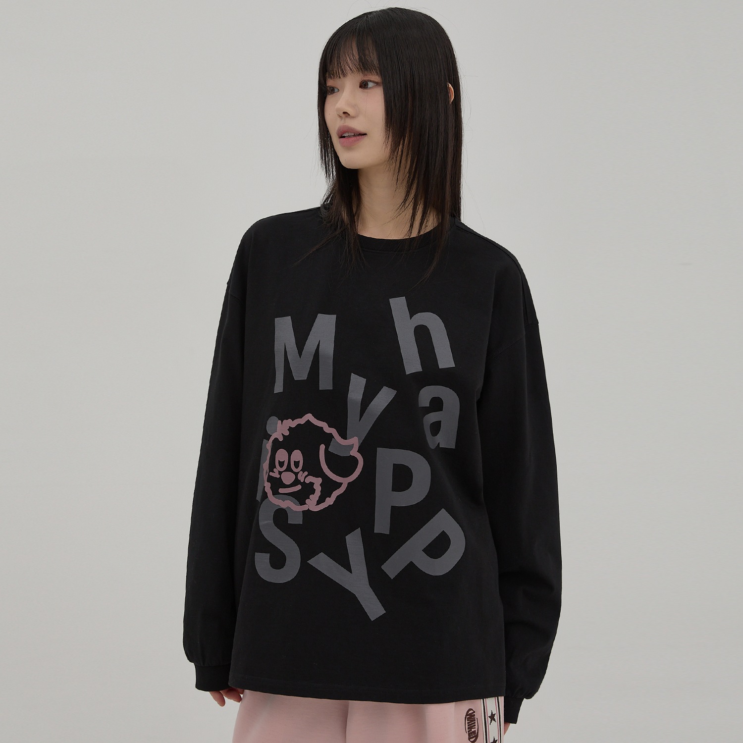 MY HAPPY IS Long Sleeve T-shirt BLACK